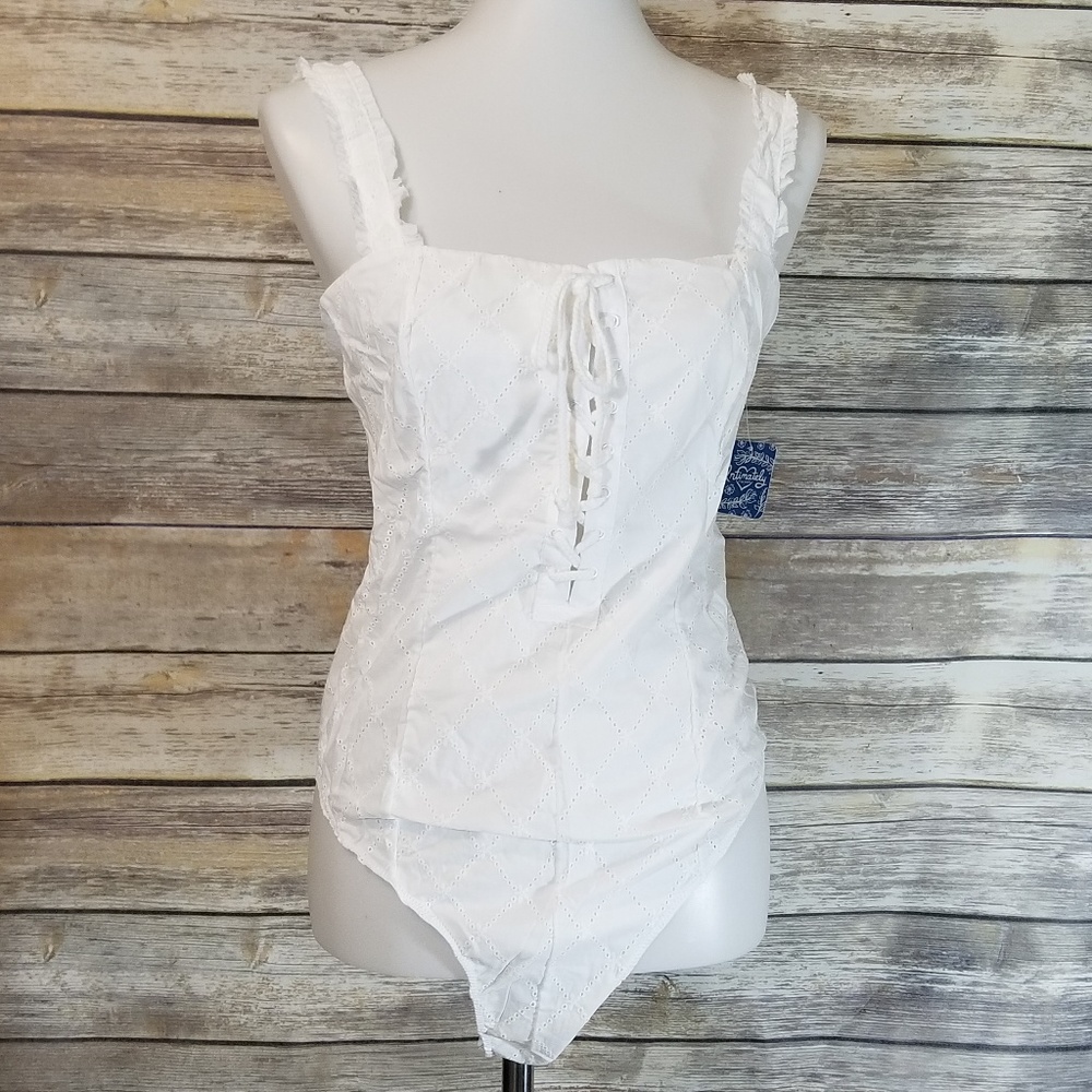 FREE PEOPLE WHITE  EYELET BODYSUIT